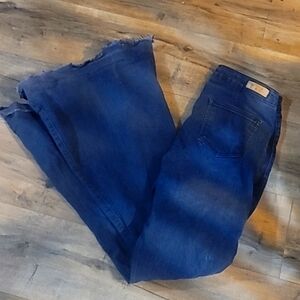 Black flares with raw hem